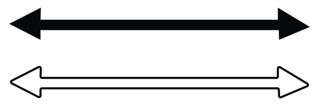 Horizontal dual thin long straight double ended arrow. Vector illustration. Eps file 26.