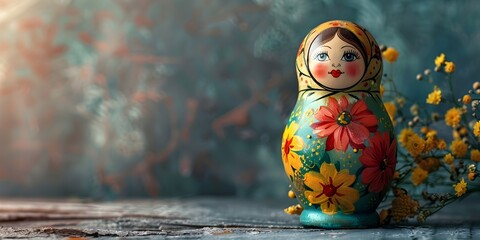 Vibrant Matryoshka Doll Unveiling Layers of Cultural Tradition and Whimsical Charm on Isolated Background with Copy Space