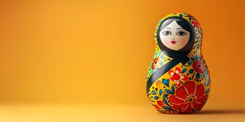 Colorful Matryoshka Nesting Dolls with Floral Patterns Hiding Mysteries Within on Vibrant Orange Background