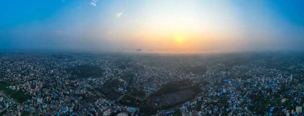 beautiful aerial view of Chittagong City at sunset
