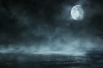 Nocturnal Whispers: A captivating painting of a cloud adrift in the night sky, a silent presence in the moonlit darkness