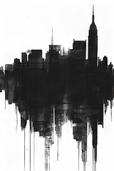 Naklejka premium City Skyline, low contrast black and white