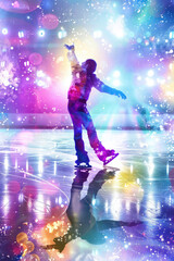 Fototapeta na wymiar ice skating show event, stadium, concert lights