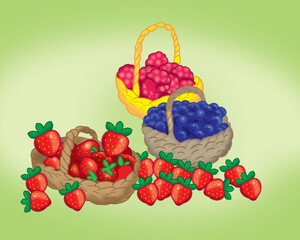 basket with fruits and berries