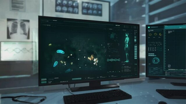 Microscopic Paramecium Bacteria Analysis In Futuristic Microbiological Study. Infusoria Slippers Paramecium Bacteria Research On A Microscopic Level. Paramecium Microscopic Bacteria. Biology