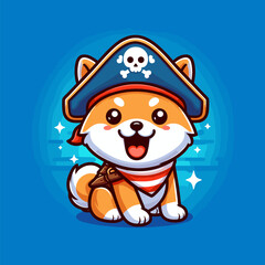 Adorable Shiba Inu dressed as a pirate