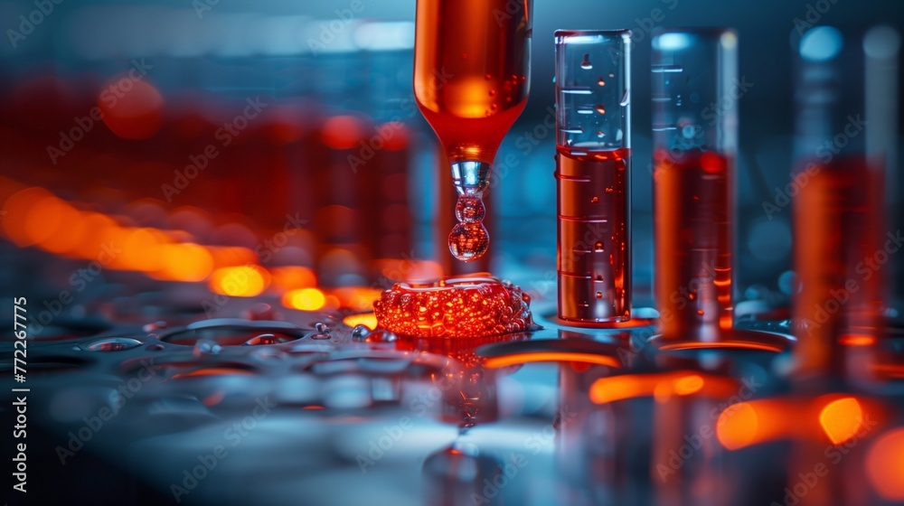 Aufkleber row of test tubes containing various liquids