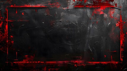 Energetic red grunge border on dark backdrop for copyspace, black wall with dynamic red brush strokes