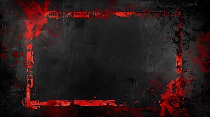 Dramatic red distressed edge on isolated black backdrop, vibrant red brush strokes on dark wall