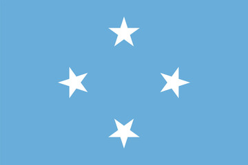 Flag of Micronesia. Micronesian blue flag with stars. State symbol of the Federated States of Micronesia. - obrazy, fototapety, plakaty