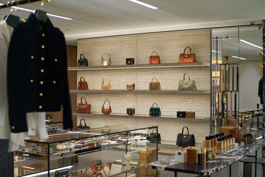 HONG KONG, CHINA - DECEMBER 05, 2023: interior shot of Celine store in Landmark mall in Hong Kong.