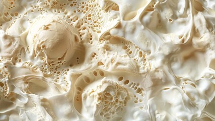 Vanilla ice cream texture background. View from above. Close-up. 3D rendering.