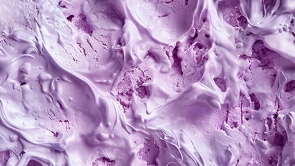 Closeup of purple ice cream texture. Abstract background and texture for design. 3D rendering. Berry ice cream, top view.