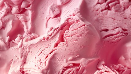 Closeup of pink texture of strawberry ice cream. Abstract background and texture for design. 3D rendering. Berry ice cream, top view.