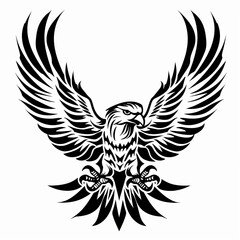 Fototapeta premium A black and white image of a wolf tattoo, white background, bold and bold Outlined in black, simple image, mid shot