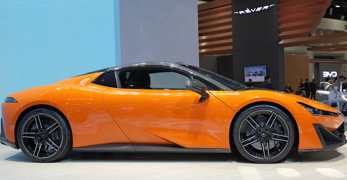 Aion display their 2-door coupe electric sports car Hyper SSR at the 45th Bangkok International Motor Show