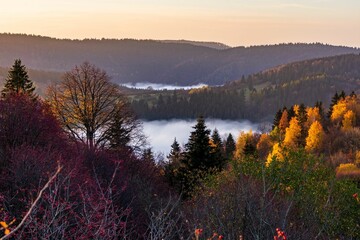 Scenic mountainous landscape with lush woods. Kremnica Mountains, Slovakia.