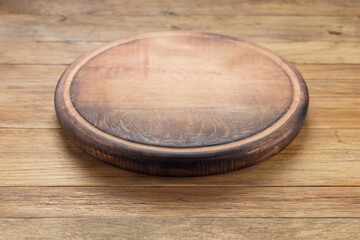 Rustic Wooden Planks Background with Pizza Cutting Board.