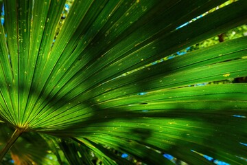 closeup shot of a lush green leaf growing in a dense tropical jungle