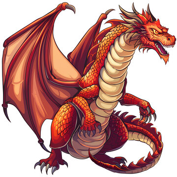 dragon, a full body dragon ready to attack