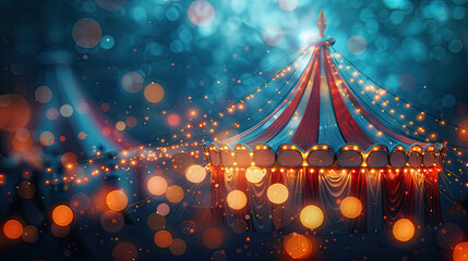 circus tent, carnival celebrations,  Carnival, amusement theater. Entertainment show, World Circus Day. Holiday concept. Template for background, banner, card, poster - obrazy, fototapety, plakaty