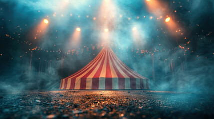 circus tent, carnival celebrations,  Carnival, amusement theater. Entertainment show, World Circus Day. Holiday concept. Template for background, banner, card, poster