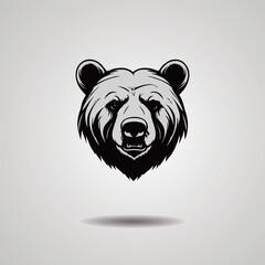 Bear head illustration, logo. Vector drawing of bear on white background