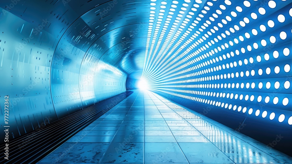 Poster A striking underground backdrop, halftone dot pattern in bold blue and white, creating a strong visual contrast. Generative AI.