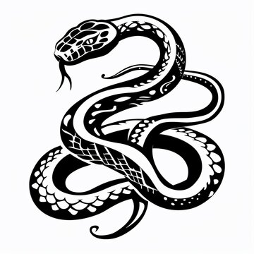 A black and white image of a wolf tattoo, white background, bold and bold Outlined in black, simple image, mid shot