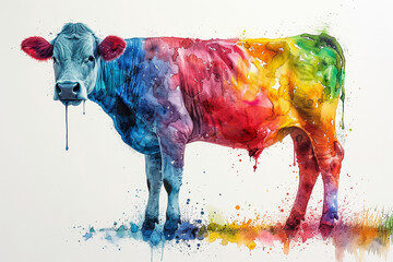 watercolor style of a cow
