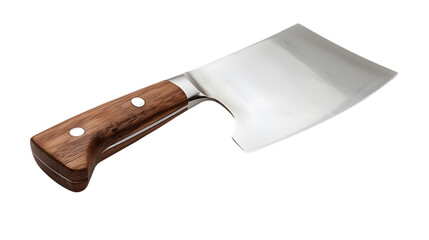 A transparent cleaver knife png file with wooden handle