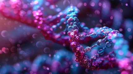 Fotobehang Vibrant Illustration of a DNA Double Helix in Vivid Pink and Blue Tones © Prostock-studio