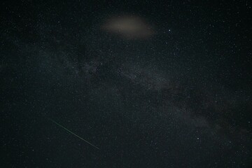 Awe-inspiring view of the Milky Way illuminated in the night sky with the Neowise meteor shower