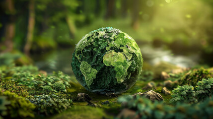 Sustainability in marketing depicted as a green, thriving world within a brand