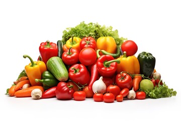 various fresh vegetables on a white background