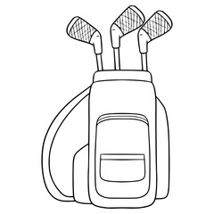 golf bag illustration hand drawn outline vector