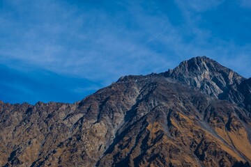 Fototapeta premium Scenic image of Kazbegi Mountain in the Mtskheta-Mtianeti region of Georgia