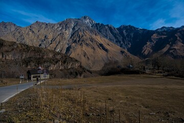 Stepantsminda, Georgia, captures the stunning Kazbegi Mountain region of Mtskheta-Mtianeti