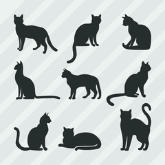 Cat Silhouette Vector Collection, Cat Symbol Set