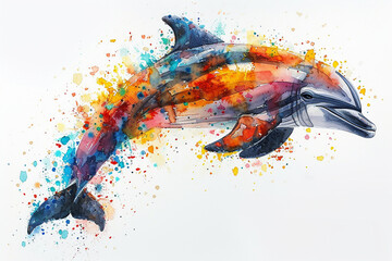 watercolor style of a dolphin