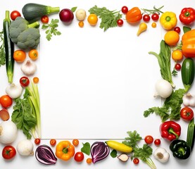 Vegetable-patterned frame with empty space in the middle for text