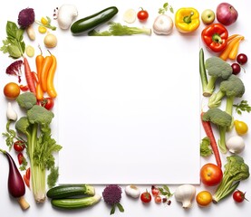 Vegetable-patterned frame with empty space in the middle for text