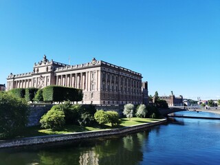 Parliament House building in Stockholm, Sweden on a sunny day