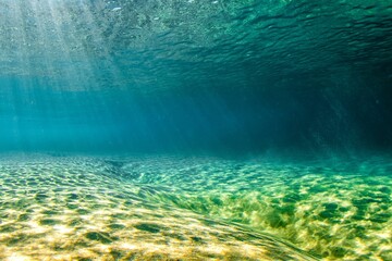 Fototapeta na wymiar Tranquil ocean underwater area reflecting the sunlight