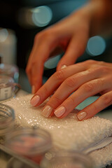 Manicure treatment at the salon
