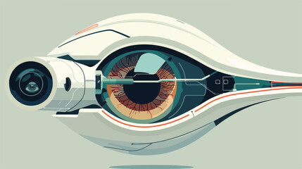 Bionic eye technology flat cartoon vactor illustration