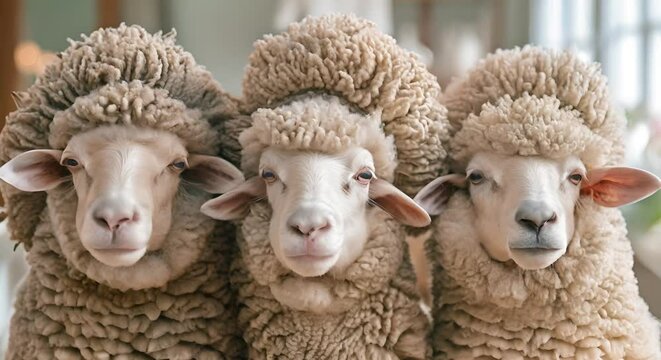 Sheep at a hair salon, shear delight