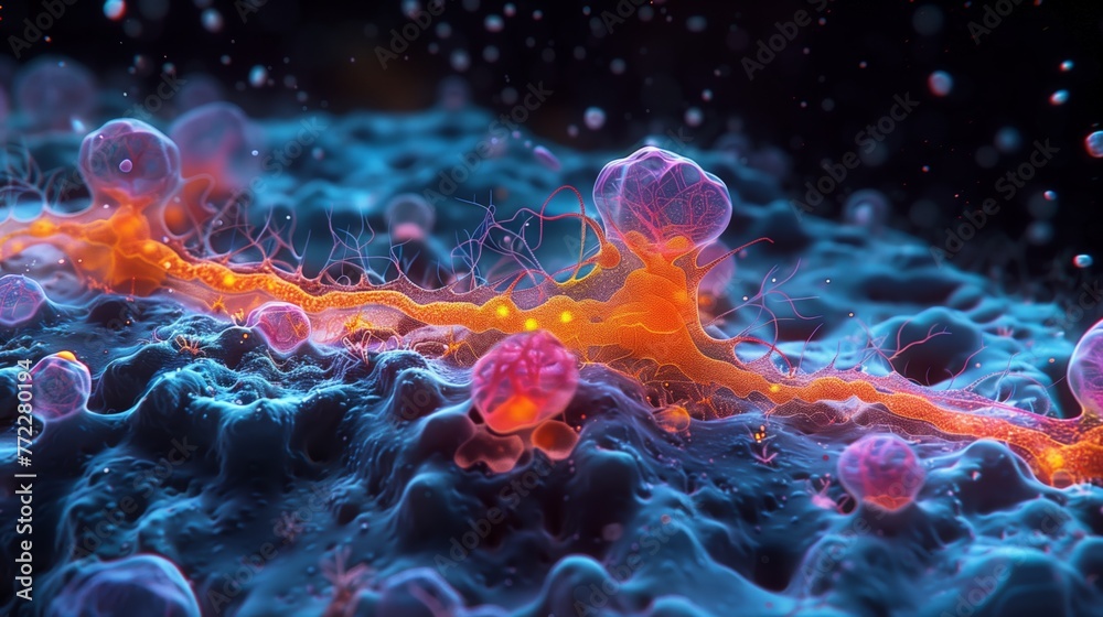 Poster synaptic transmission in the human nervous system at microscopic level