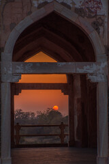 Beautiful Sunset view from Jahaj Mahal, Mandu, Madhya Pradesh, India, Asia.