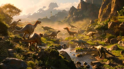 Prehistoric Giants: Impressive Images of Ancient Dinosaurs - obrazy, fototapety, plakaty